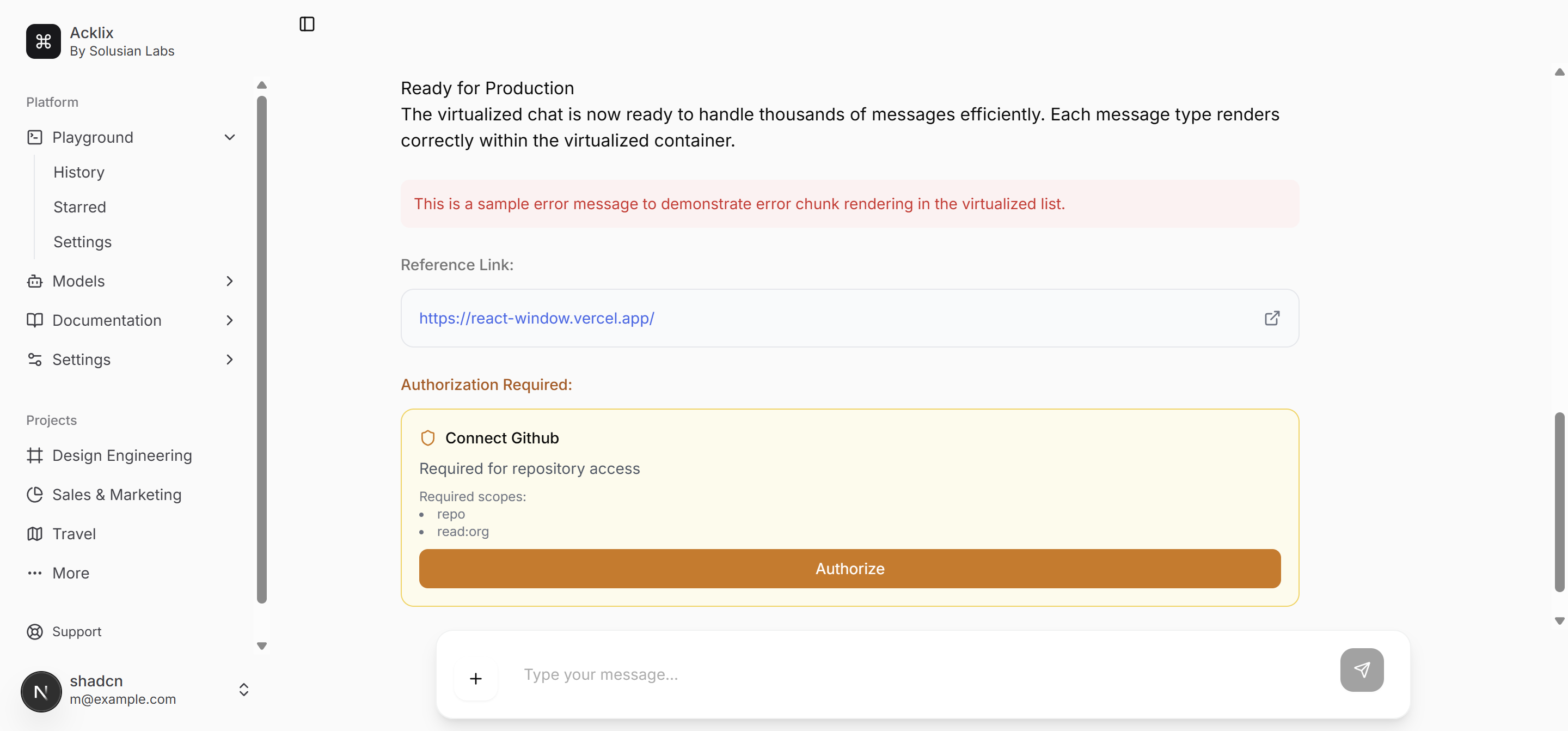 Acklix Chat Page